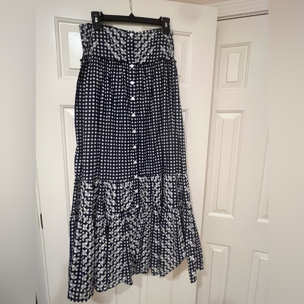 Banjanan Marta Mixed Print Gingham Maxi Skirt
